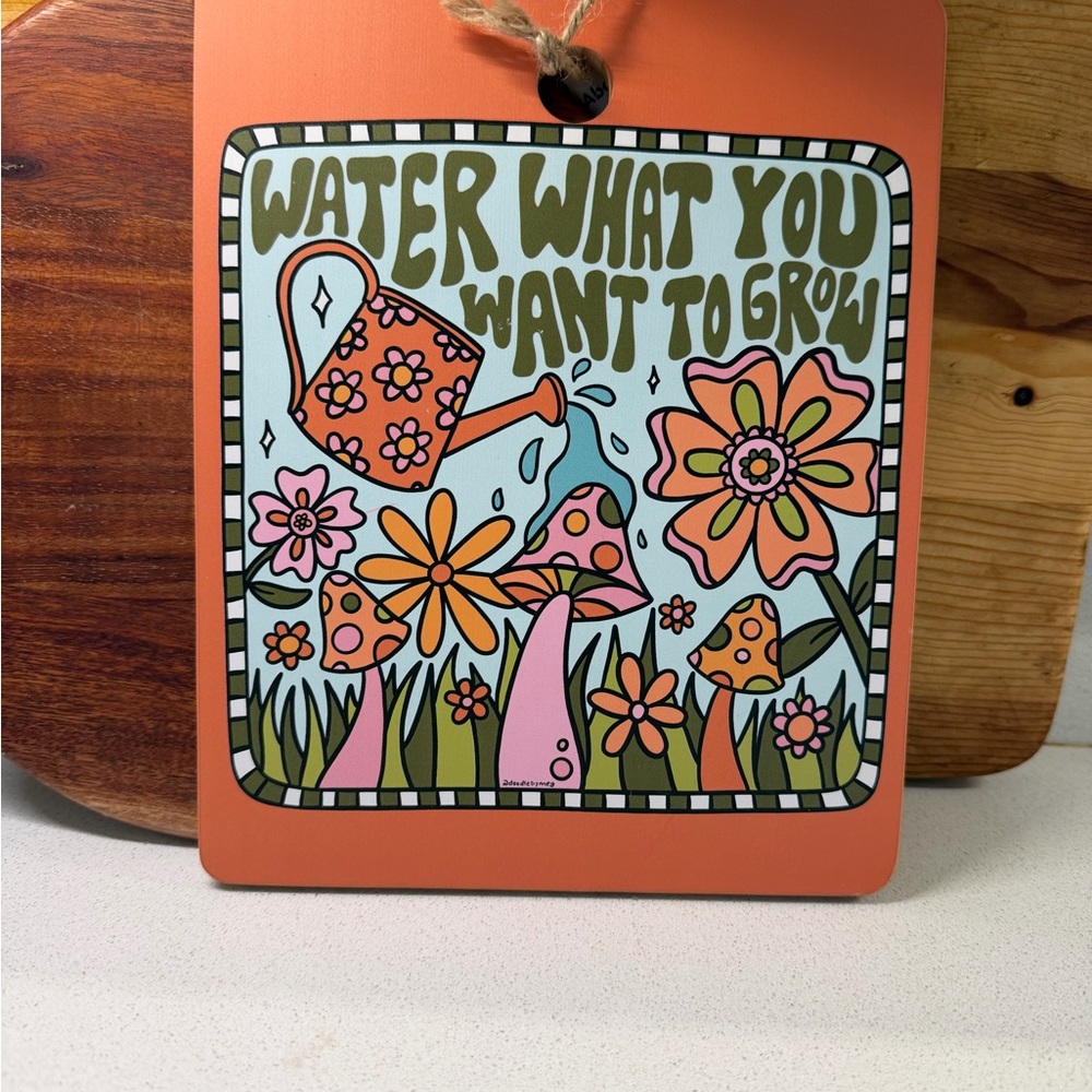 Cost Plus World Market Retro Garden Sign with Orange and Green